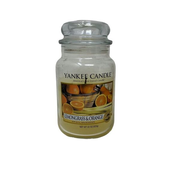 USED Yankee Candle RETIRED Lemongrass & Orange 22 oz Jar - Picture 1 of 7
